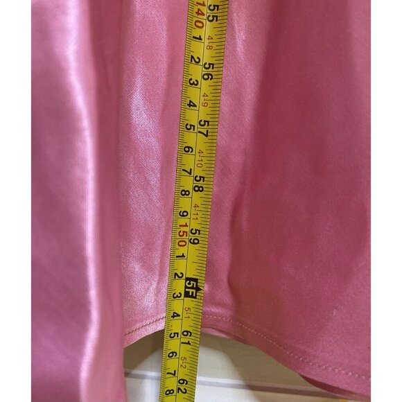 Vintage Cache Pink Y2K Satin Long Bias Cut Prom Slip Dress Gown Rhinestone Sz 6 - Picture 8 of 12